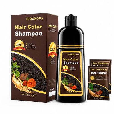 Hair Dye Shampoo 3 in 1, Gray Coverage for 34 Weeks, Premium Coloring Shampoo for All Hair Types, Gentle Herbal Formula Safe for Damaged Hair, Easy At-Home Use for Women & Men 500 ml (Dark Coffee)