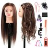 Armmu Mannequin Head with Hair 80% Human Hair Doll Head 26"-28" Hairdresser Practice Training Head Cosmetology Manikin with 9 Tools and Clamp - #4 Brown view 1