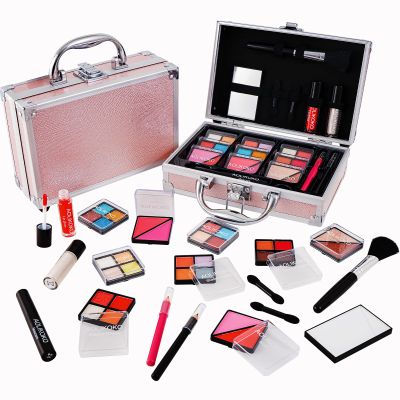 AOLIKOKO Makeup Kit for Teenager & Women Full Kit, All in One Makeup Set With The Small Cosmetic Train Case, Professional Makeup Kit, Makeup Gift Set for Women Girls (pink)