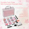AOLIKOKO Makeup Kit for Teenager & Women Full Kit, All in One Makeup Set With The Small Cosmetic Train Case, Professional Makeup Kit, Makeup Gift Set for Women Girls (pink) view 2