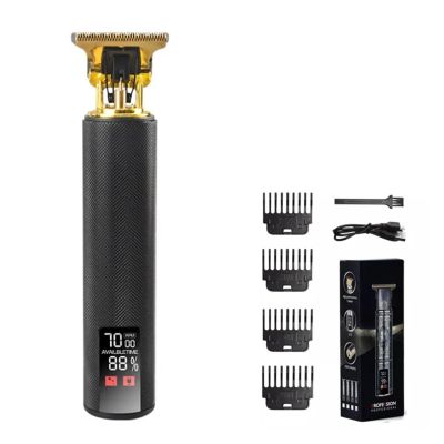 Razors T9 USB Electric Barber Rechargeable New Barber Men's Razor Hair Clipper Professional Mega Zero Finishing Machine Ceramic Shaver(LCD Black)