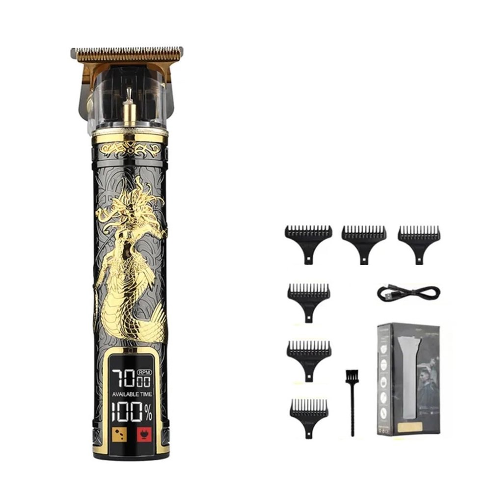 Razors LCD Digital Display Electric Hair Clipper, Oil Head, Carving, Electric Hair Clipper, Hair Salon, Household Electric Hair Clipper(Black Gold Medusa)