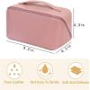 Large Capacity 12 Cms Cosmetic Bag, Women's Makeup Travel Bag Portable Leather Cosmetics Bag, Wide Opening Cosmetic/Makeup Organizer Bags(Pink) view 2