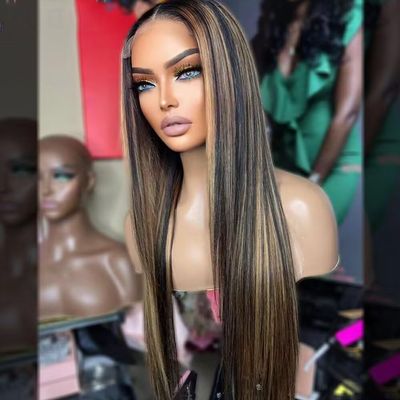 1B 27 Highlight Blonde 13x4 Transparent HD Lace Frontal Straight Wig Brazilian Human Hair Wigs Pre Plucked with Bleached Knots Ombre Honey Blonde Sliky Straight Glueless Lace Wigs Human Hair