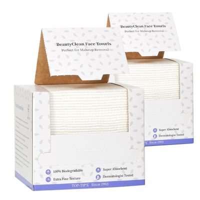 2 Pack (80 Count) Disposable Face Towel, Biodegradable Ultra Soft Face Towelettes Disposable, Makeup Remover Dry Wipes Tissue for Women, Facial Towels for Sensitive Skin