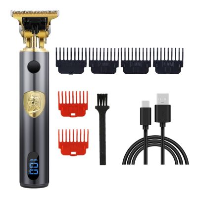 Razors Vintage T9 Cordless 0mm Professional Hair Clippers Electric Trimmers for Men Clipper Hair Cutting Machine(Digital Display 15)