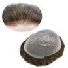 0.06mm Thin Skin Toupee for Men Hair Piece 100% European Remy Human Hair Replacement System Mens Toupee All V-Looped Invisible Hair System for Men (#4 Medium Brown-90% Light Density, 8x10) view 4