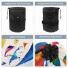 asebiunh Travel Cosmetic Bags Barrel Makeup Bag, Multifunctional Toiletry Bucket Bags Round Organizer Storage Pocket, Colorful Kites Blue Sky view 3