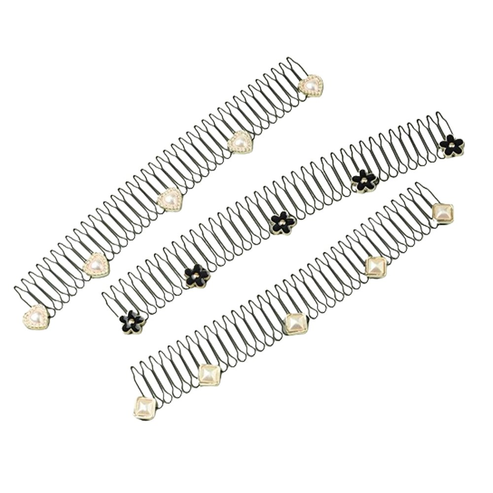 3PCS Fixer Comb Clips Stretch Hair Pin Finishing Fixer Pins Stretchable Hair Combs Clip Invisible Hair Styling Tool for Women