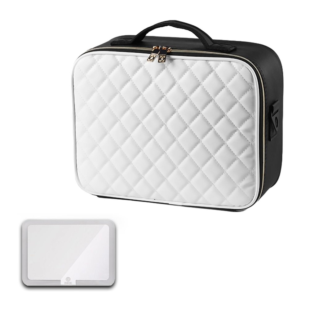 CKKNILV Travel Makeup Bag with LED Mirror, Cosmetic Case, Make Up Box, Beauty Case, with Adjustable Compartments, Make Up Artist Train Case Hairdressing Tools Organiser,LED Vani