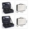CKKNILV Makeup Bag Cosmetic Case Portable Travel Makeup Train Case Beauty Box, with Adjustable Compartments, Travel Makeup Bag Makeup Brush Bag, Electroplated Metal Zip,Black Co view 4
