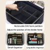 CKKNILV Travel Makeup Bag with LED Mirror, Cosmetic Case, Make Up Box, Beauty Case, with Adjustable Compartments, Make Up Artist Train Case Hairdressing Tools Organiser,LED Vani view 4