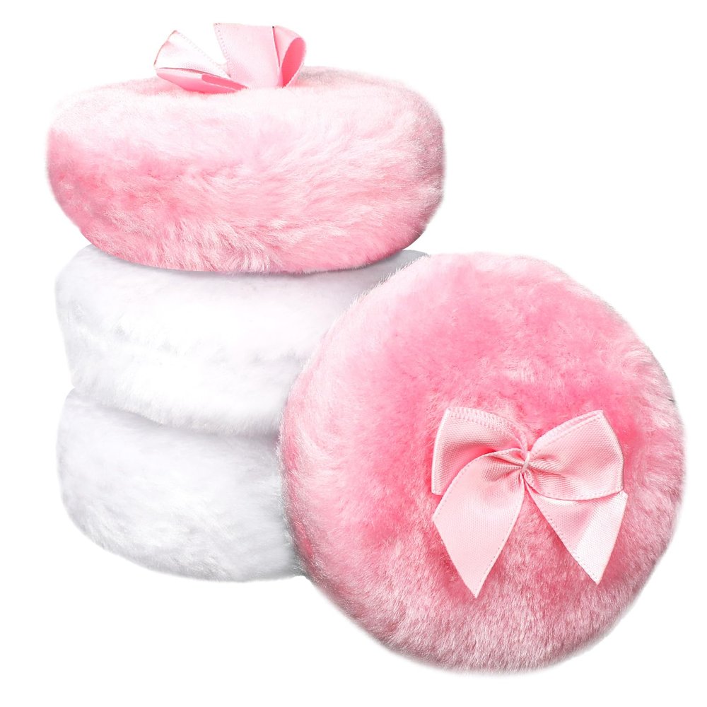 4 Pcs Large Powder Puff 3.1 Inch Body Powder Puff Cotton Cosmetic Puffs Soft Velour Makeup Sponge Cushion Puff Setting Powder Puff Loose Powder Puff Make Up Sponges for Foundation Setting Powder