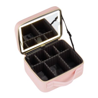 CKKNILV Makeup Bag with LED Mirror,Cosmetic Train Cases Travel Makeup Bag, 3 Color Brightness with Adjustable Travel Makeup Train Case,Travel Beauty Box with LED Lighted, Cosmet