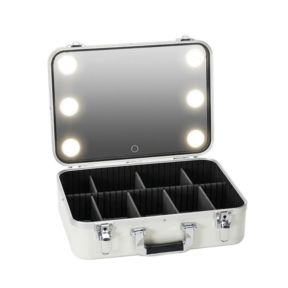 CKKNILV Make-up Case with Light and Mirror, Large Makeup Bag with Light Up Mirror, Portable Travel Cosmetic Case Train Case for Women Girls, Waterproof Makeup Storage Organizer