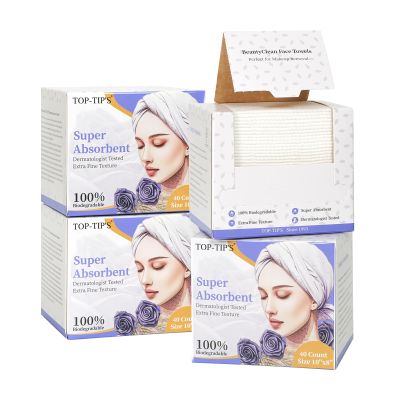 Disposable Face Towels(4 Box), Biodegradable Soft & Skin Friendly Face Towelettes Disposable, Makeup Remover Dry Wipes Tissue for Women, Facial Wash Cloth Travel