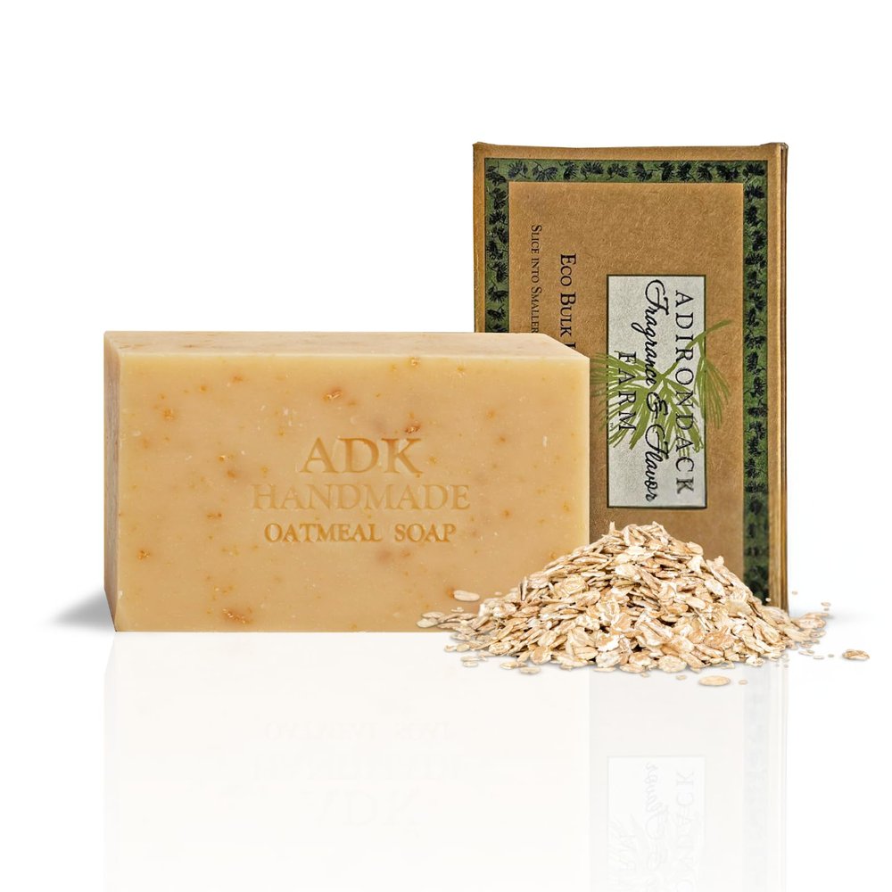 Adirondack Fragrance & Flavor Farm ADK Natural Oatmeal Soap Bar 16 oz., Handmade Vegan Olive Oil Body Soap for Dry and Sensitive Skin, Moisturising for Men, Women & Babies, Produced in the USA