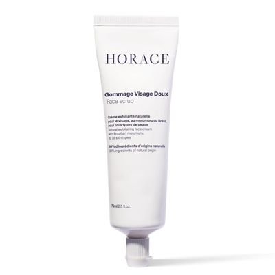 HORACE Gentle Face Scrub for Men - Exfoliating Cream with Argan Seeds, Murumuru Butter and Vitamin E - Pore Unclogging Skincare for All Skin Types - Unscented, 2.5 fl.oz