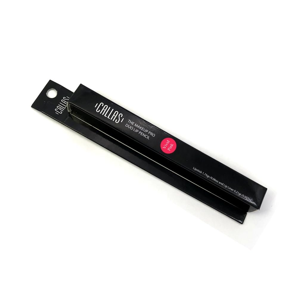 Callas The Makeup Pro Duo Lip Pencil - (Vivid Pink, 2 in 1 Lip Liner & Lipstick Pencil)