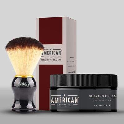 American Shaving Co. Original Scent Shaving Cream For Men With Shaving Brush 8 oz, Made in USA, Easy Application, Quality Potent Ingredients, Non-GMO, GMP Certified, Cruelty-Free Products