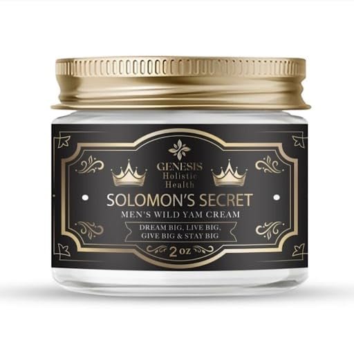 Genesis Solomon's Secret Men's Wild Yam Root Cream Organic Vitality Support, Non-Toxic Formula for Active Men Made in the USA, Safe & Gentle (2oz Jar)