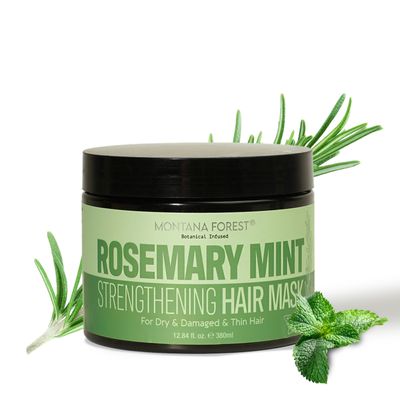 MONTANA FOREST Rosemary Mint Strengthening Hair Mask - 12.84 fl oz | Botanical Infused Hair Treatment for Dry, Damaged | Natural Hair Care with Rosemary & Mint for Deep Conditioning and Vitality