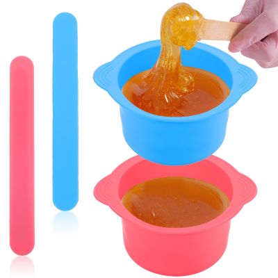 cobee 2 Pcs Silicone Wax Pot Liners, Silicone Wax Warmer Liner Non stick Wax Bowl for Wax Warmer Wax Melt Warmer with 2 Pcs Wax Spatula Sticks for Hair Removal Compatible with 16 oz Waxing Kit
