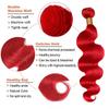 Red Bundles Human Hair - Burgundy Body Wave Bundles, Unprocessed Brazilian Virgin, Same Length 12 Inch, 300g view 3