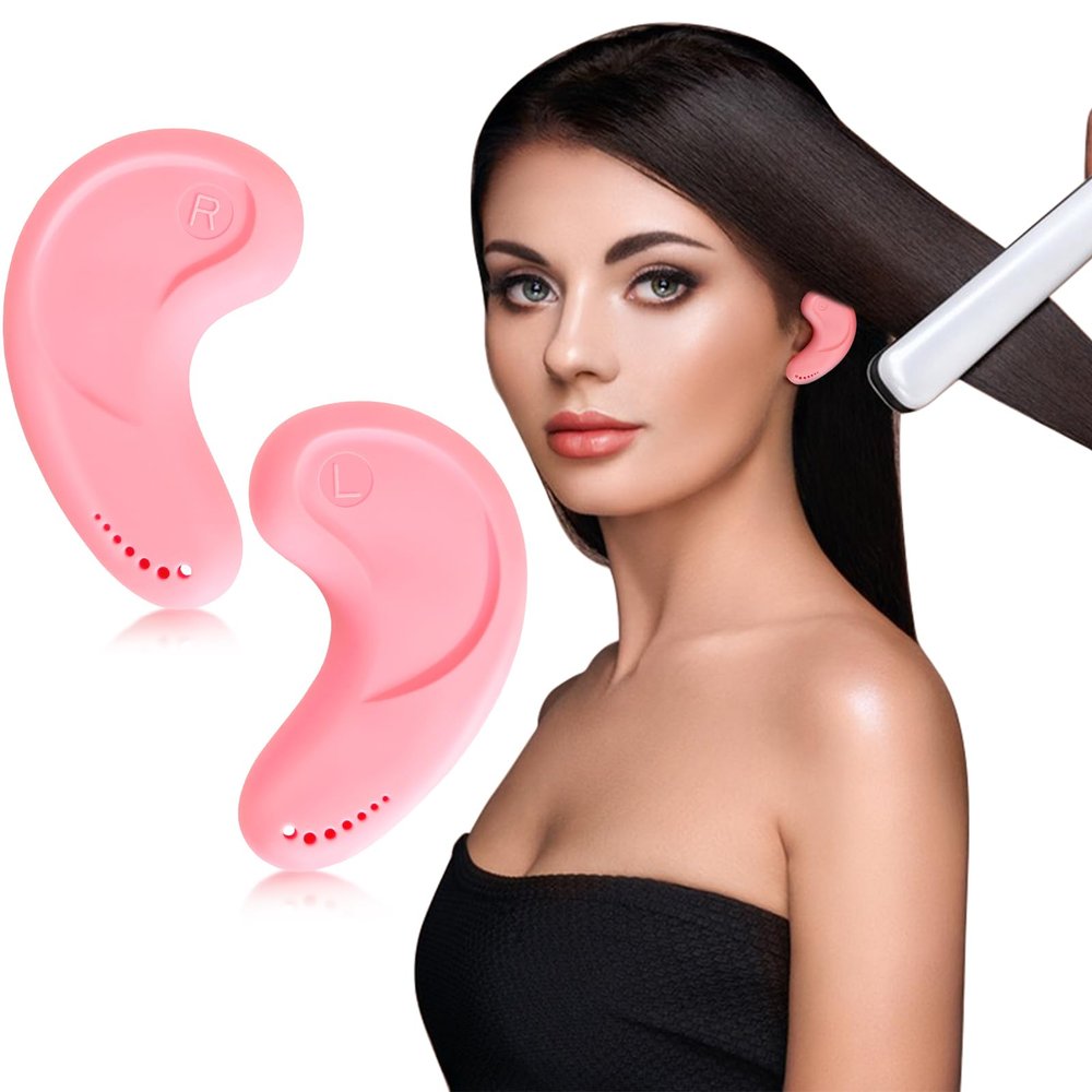 FERNIDA Ear Covers for Hair Dryer Heat Hair Dye Curling Iron, Silicone Ear Protectors for High-Temperature Resistance & Reusable, Salon & Home