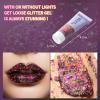 DAGEDA Halloween Black Body Glitter Gel, Face Hair Glitter Body Shimmer, Halloween Costume Accessories Chunky Glitters Eyeshadow, Holographic Cosmetic Sequins Festival Outfits for Women 50ml view 4