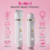 Electric Razors for Women, Valentines Day Gifts 5-in-1 Wet/Dry Bikini Trimmer with USB Charge Dock, Deluxe Facial Hair Removal, Wet/Dry Body Shaver for Nose Eyebrows Beard Underarm Leg Arm (White) view 2