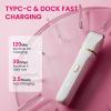 Electric Razors for Women, Valentines Day Gifts 5-in-1 Wet/Dry Bikini Trimmer with USB Charge Dock, Deluxe Facial Hair Removal, Wet/Dry Body Shaver for Nose Eyebrows Beard Underarm Leg Arm (White) view 3