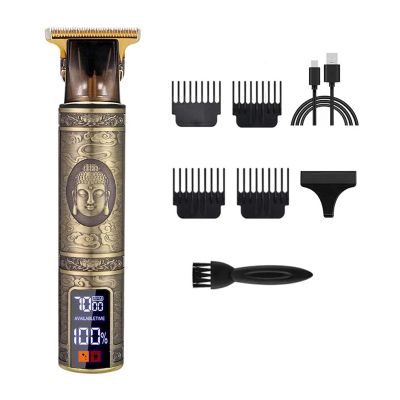 Razors Power Display Retro T9 Original Machine Heavy Hand Feel Waterproof Super Large Capacity Battery Shaver Hair Trimmer(Buddha)