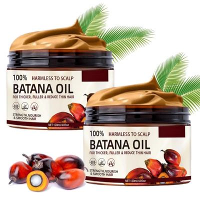 Batana Oil for Hair Growth, 100% Natural Raw and Pure Unrefined Batana Oil Prevent Hair Loss, Dr. Sebi Organic Hair Growth Oil Moisturize Scalp, Promotes Hair thickness for Men & Women 4.05 OZ (2PCS)