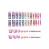 48pcs Long Coffin Press on Nails and Toes Nails Color French Tip Fake Fingers Toe Nail Tips Press ons Butterfly Nail Charm Glue on Toe Nails Square Flower Summer False Toe Nails for Women and Girls view 2