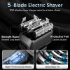 Electric Razor for Men, 2-Speed 5-Blade Electric Shavers for Men Face Cordless Rechargeable, Mens Foil Shaver Shaving Machine Wet Dry Men's Travel Razors for Man Close Shaving Face as Gift, Black view 2