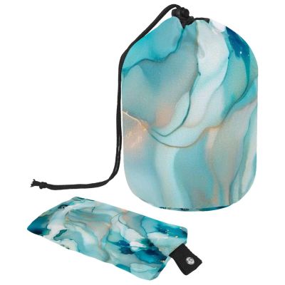 2PCS Art Marble-220 Travel Cosmetic Bag: Your Ultimate Makeup Organizer & Bathroom Cases - With Drawstring, Cylindrical & Small Toiletry Bag