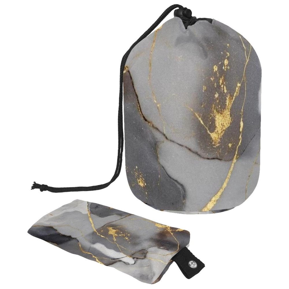 2PCS Marble Texture-351 Travel Cosmetic Bag Makeup Organizer, Drawstring Bathroom Cases - Cylindrical & Small Toiletry Bag