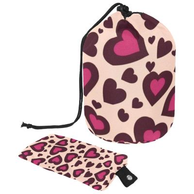2PCS Love Pattern-204 Travel Cosmetic Bag: Your Ultimate Makeup Organizer & Bathroom Cases - With Drawstring, Cylindrical & Small Toiletry Bag