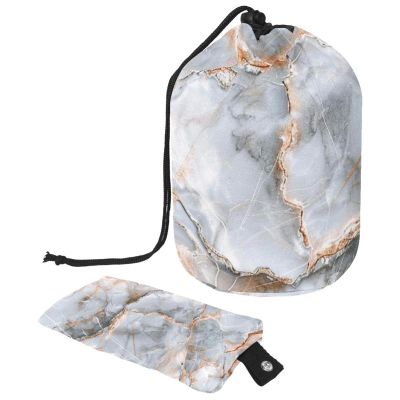 2PCS Retro Aesthetic Marble-297 Travel Cosmetic Bag Makeup Organizer Bag Bathroom Cases Toiletry Bag with Drawstring (Cylindrical bag and small bag)