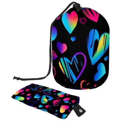 2PCS Art Love-160 Travel Cosmetic Bag: Your Ultimate Makeup Organizer & Bathroom Cases - With Drawstring, Cylindrical & Small Toiletry Bag