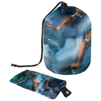 2PCS Colored Marble-398 Travel Cosmetic Bag Makeup Organizer: Stylish Bathroom Cases with Drawstring, Cylindrical & Small Toiletry Bag