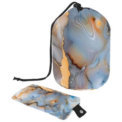 2PCS Colored Marble-376 Travel Cosmetic Bag: Your Ultimate Makeup Organizer & Bathroom Cases - With Drawstring, Cylindrical & Small Toiletry Bag