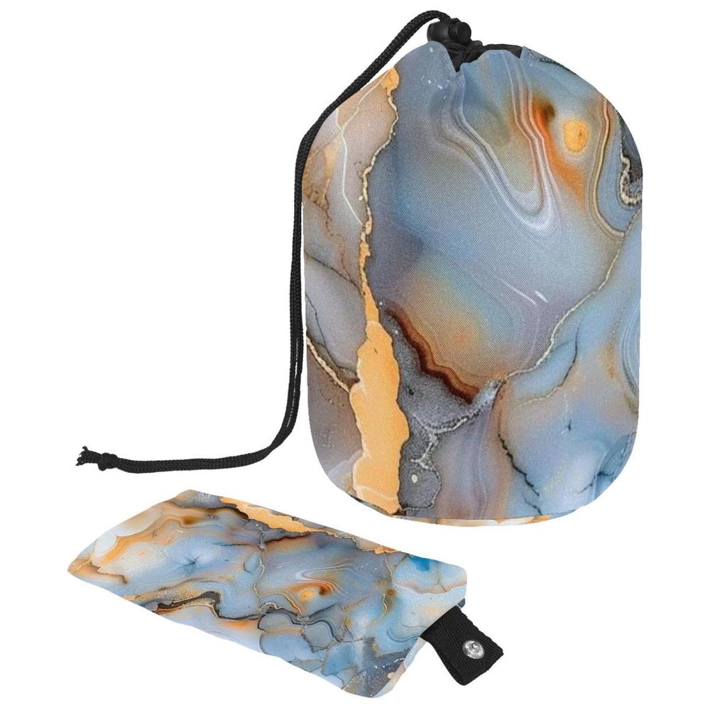 2PCS Colored Marble-376 Travel Cosmetic Bag: Your Ultimate Makeup Organizer & Bathroom Cases - With Drawstring, Cylindrical & Small Toiletry Bag