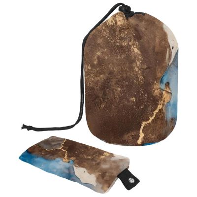 2PCS Art Marble-260 Travel Cosmetic Bag: Your Ultimate Makeup Organizer & Bathroom Cases - With Drawstring, Cylindrical & Small Toiletry Bag