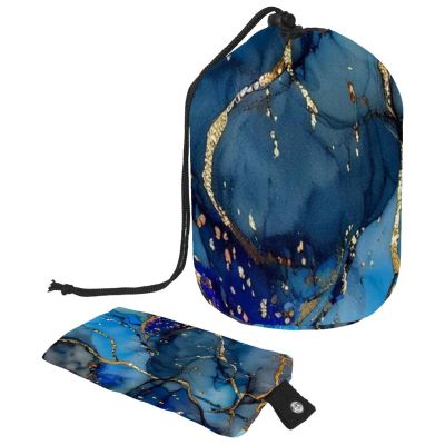 2PCS Art Marble-238 Travel Cosmetic Bag Makeup Organizer: Stylish Bathroom Cases with Drawstring, Cylindrical & Small Toiletry Bag
