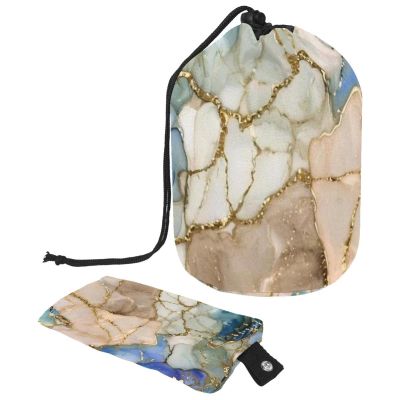 2PCS Art Marble-236 Travel Cosmetic Bag: Your Ultimate Makeup Organizer & Bathroom Cases - With Drawstring, Cylindrical & Small Toiletry Bag