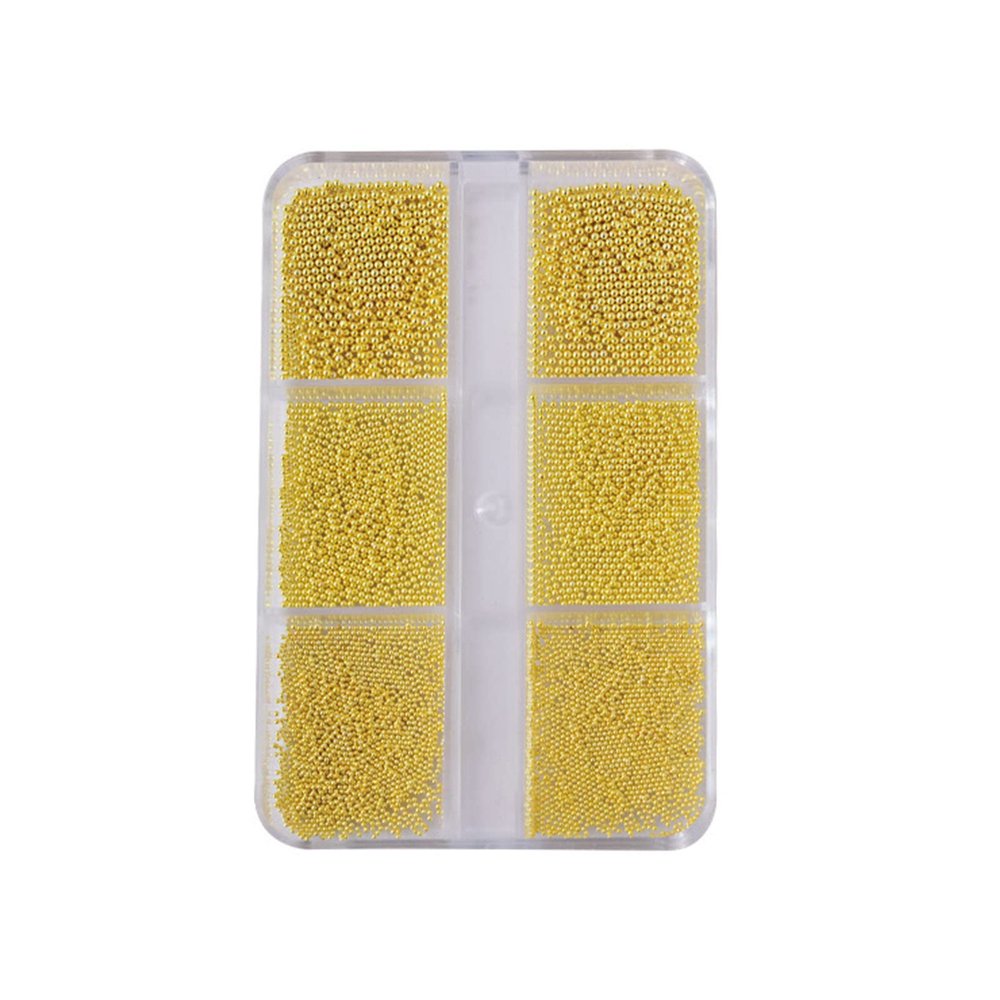 HUIFACAI 6 Grids/Box Professional Art Stainless Steel Metal Caviar Bead 3D Decoration Jewelry Accessories