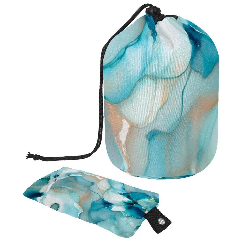 2PCS Art Marble-217 Travel Cosmetic Bag Makeup Organizer Bag Bathroom Cases Toiletry Bag with Drawstring (Cylindrical bag and small bag)