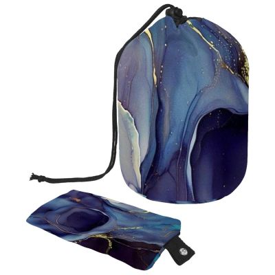 2PCS Colored Marble-411 Travel Cosmetic Bag Makeup Organizer, Drawstring Bathroom Cases - Cylindrical & Small Toiletry Bag